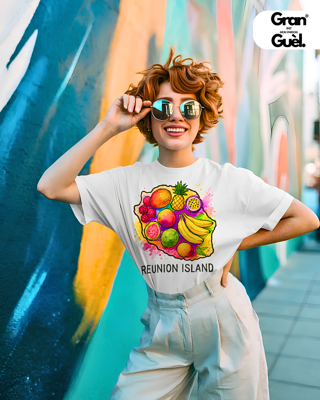 GG - 100%  La Réunion - T-Shirt unisexe - Imprimé "REUNION ISLAND"