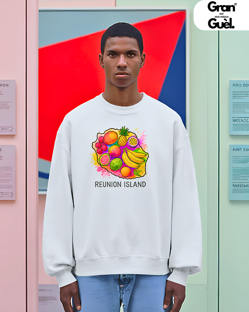 GG - 100%  La Réunion - Sweat unisexe - Imprimé "REUNION ISLAND"