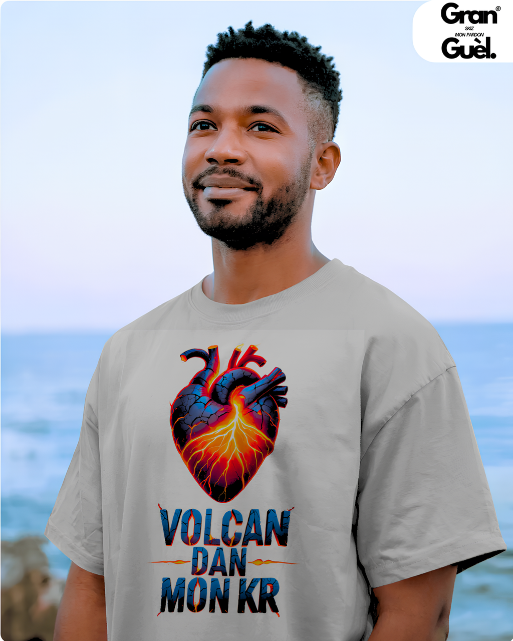 GG - 100%  La Réunion - T-Shirt unisexe - Imprimé "VOLCAN DAN MON KR"