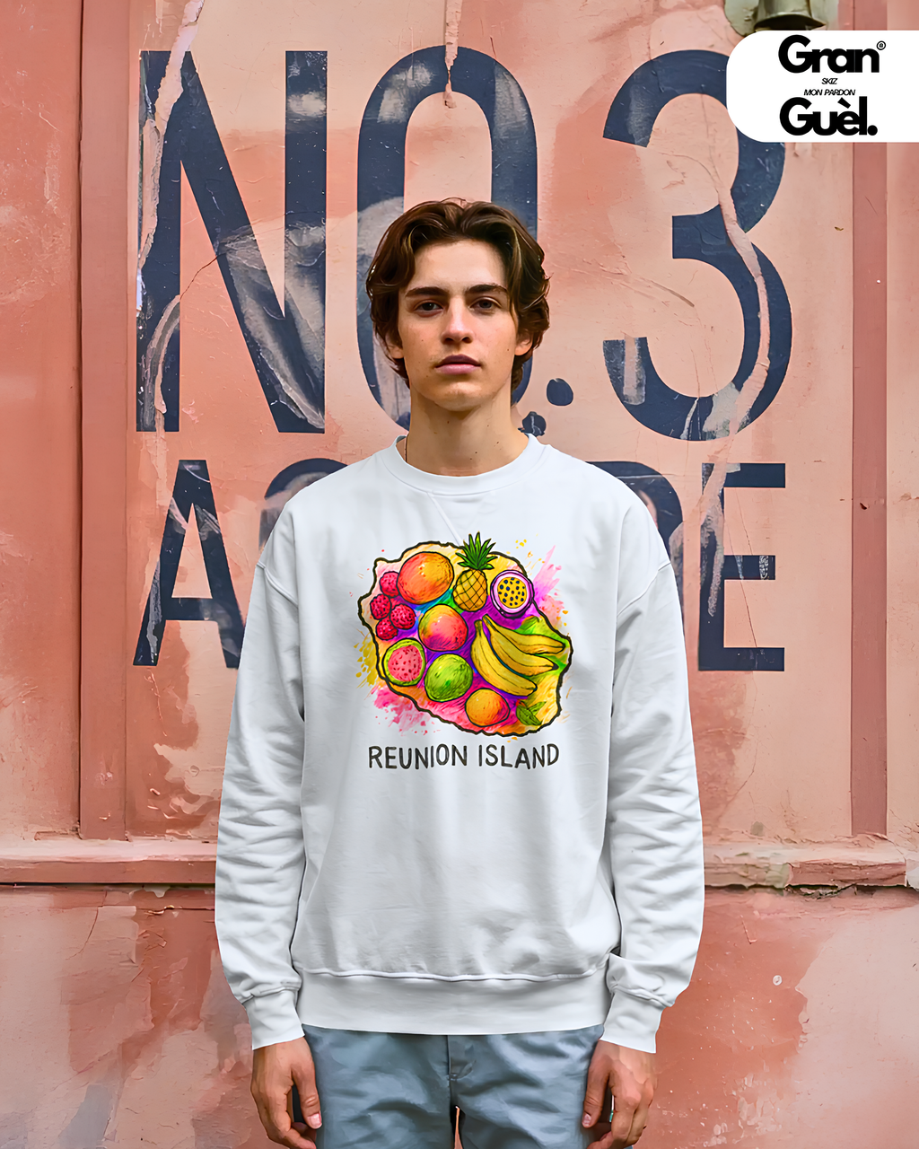 GG - 100%  La Réunion - Sweat unisexe - Imprimé "REUNION ISLAND"