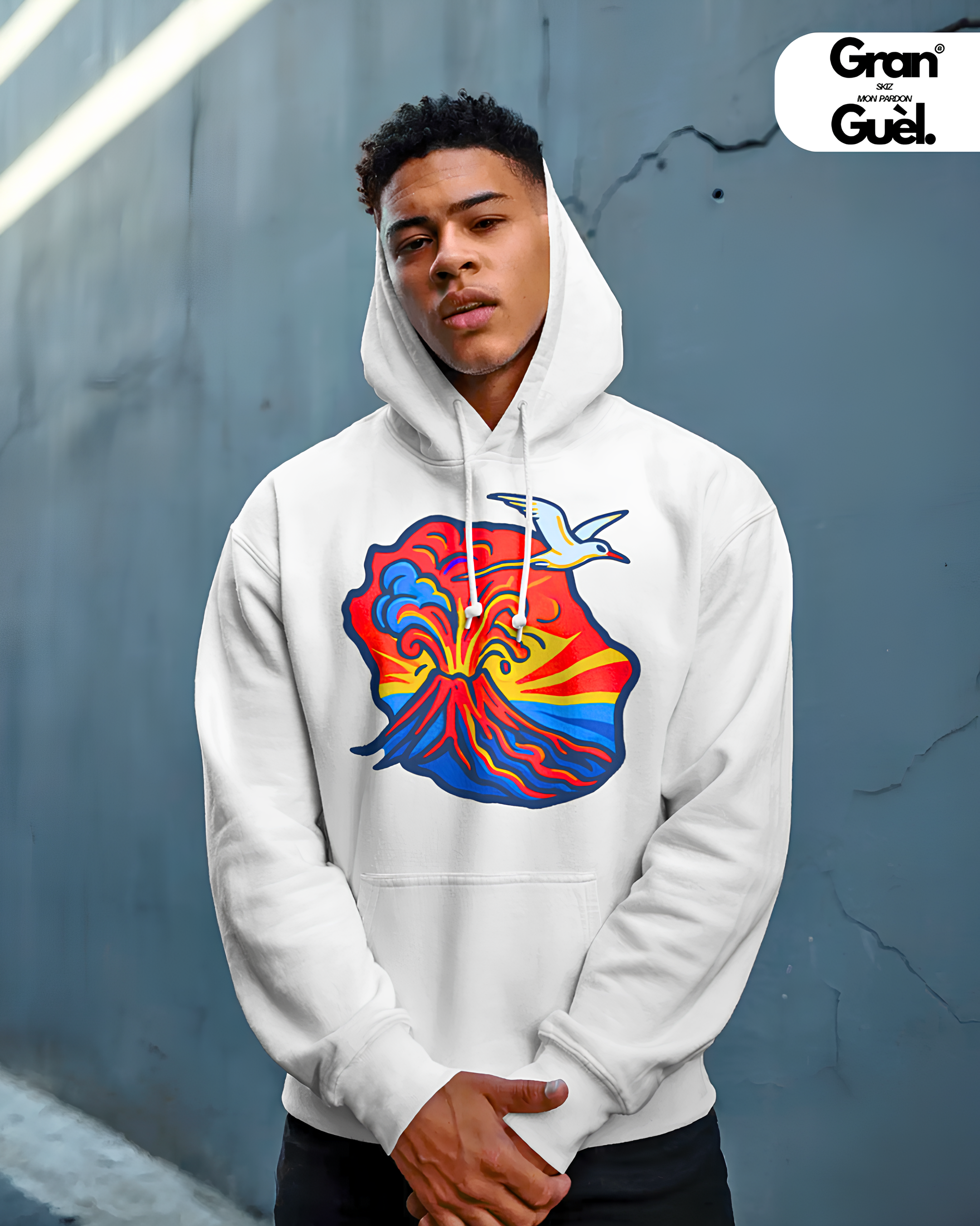 GG - 100%  La Réunion - Sweat à Capuche unisexe - Imprimé "PITON DOFÉ"