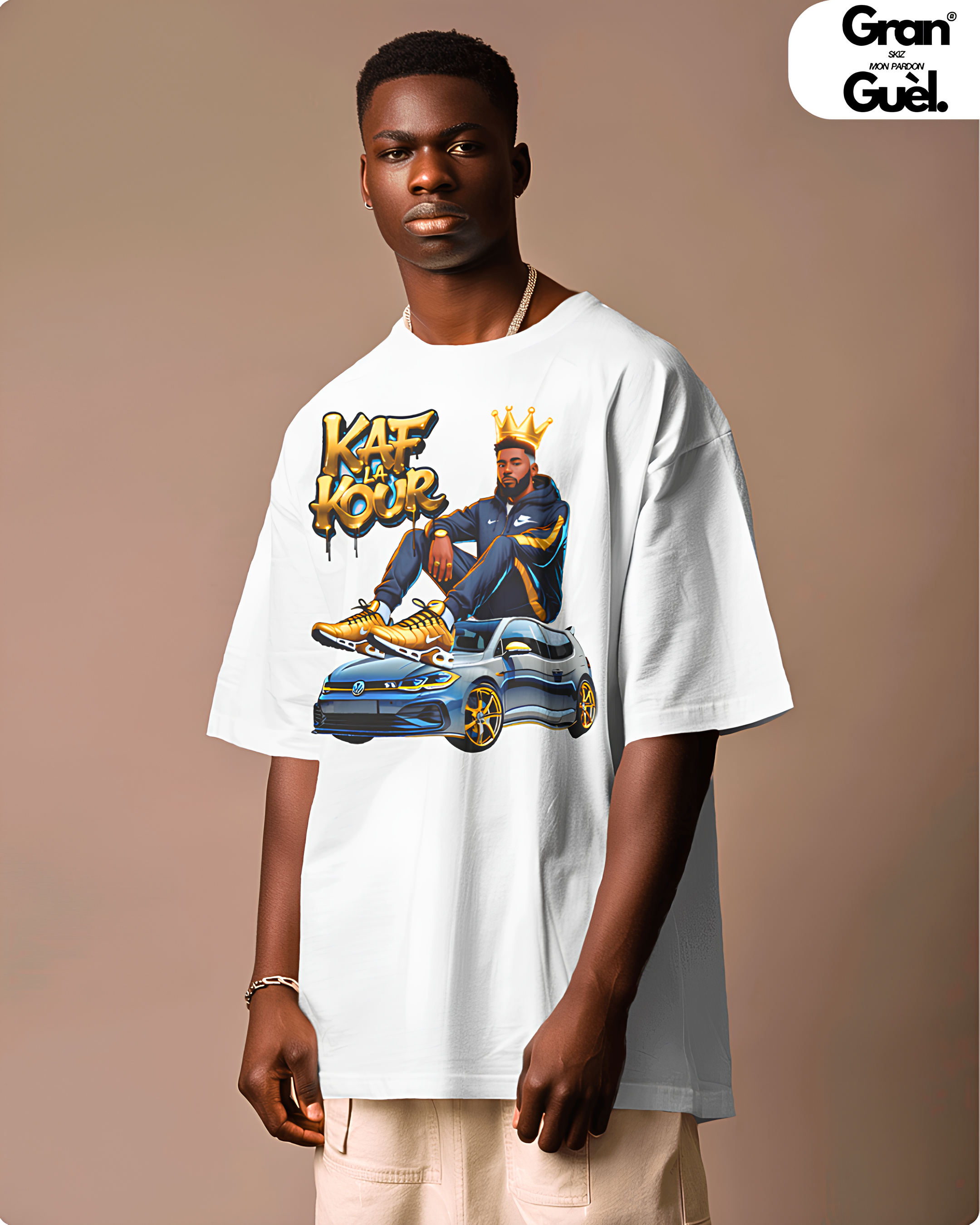 GG - 100%  La Réunion - T-Shirt unisexe - Imprimé "KAF LA KOUR"