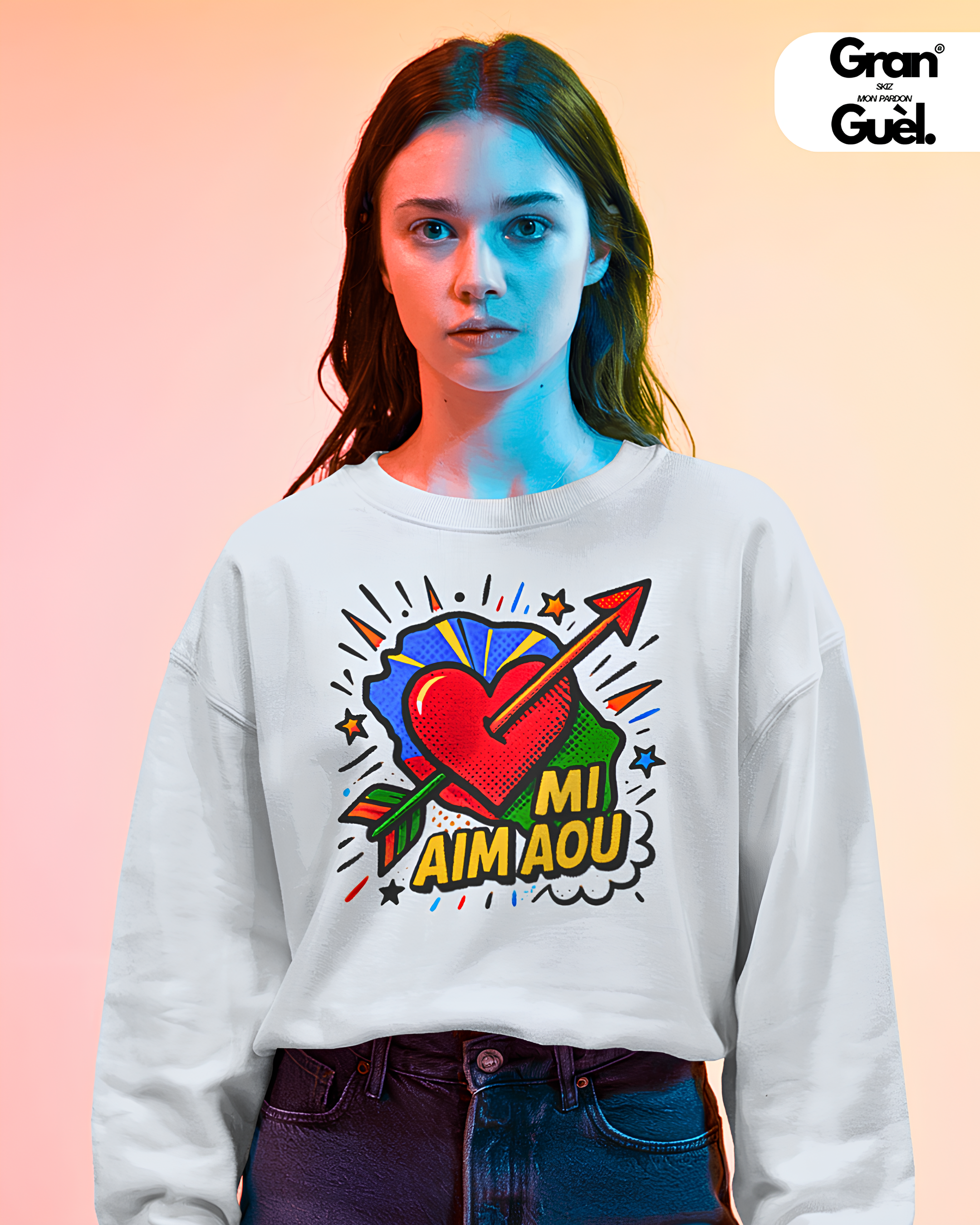 GG - 100%  La Réunion - Sweat unisexe - Imprimé "MI AIM AOU "