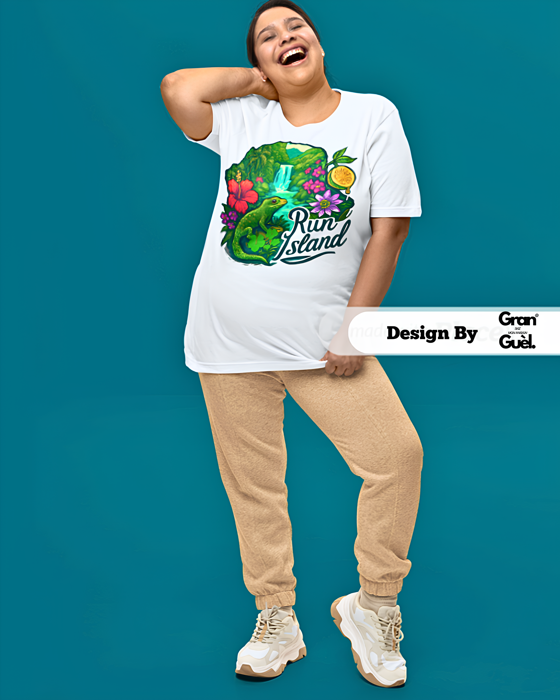 GRAN GUÈL - LUX ÉDITION - T-Shirt Unisexe - Imprimé "RUN ISLAND"