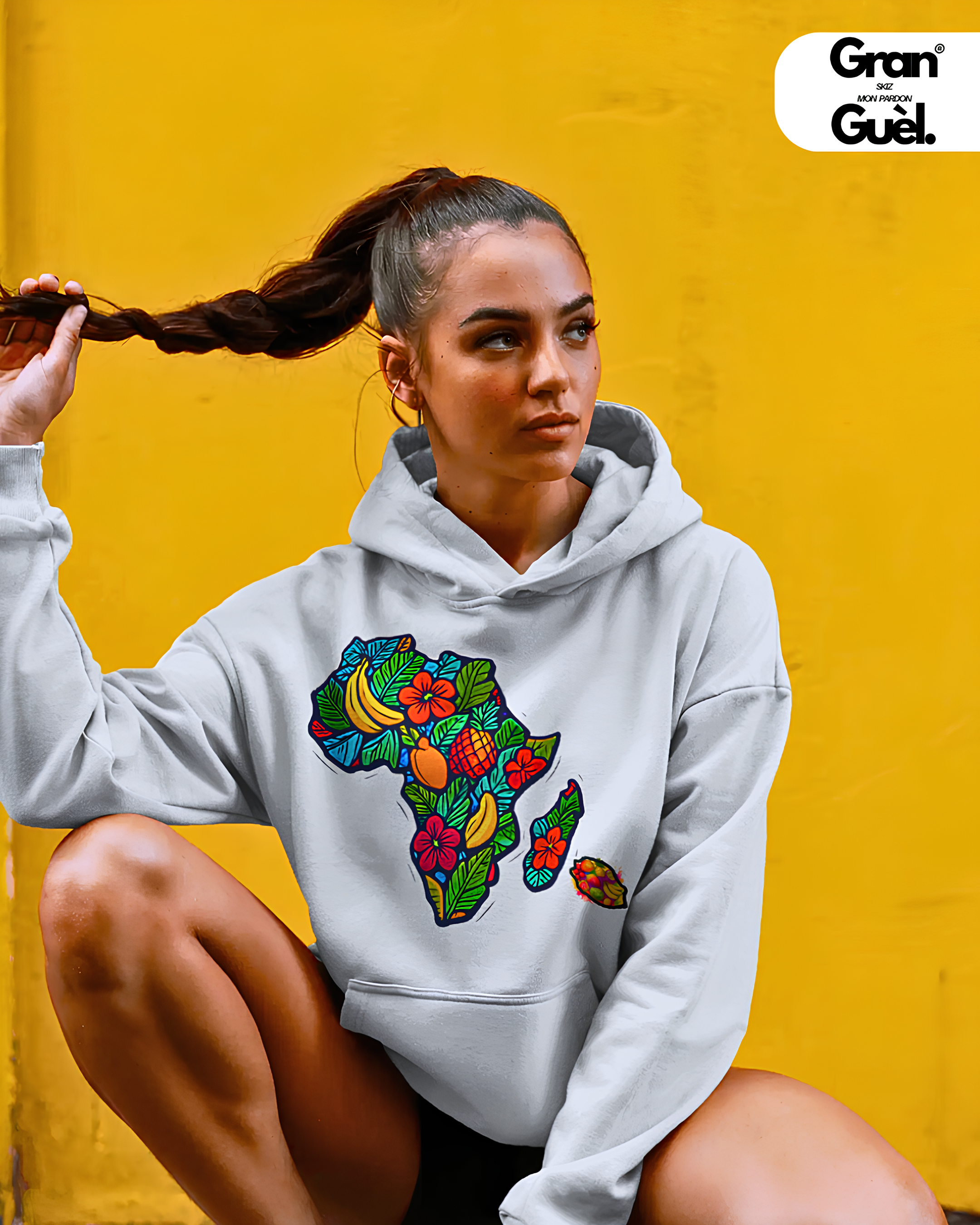 GG - 100%  La Réunion - Sweat à Capuche unisexe - Imprimé "MASACAREIGNES"