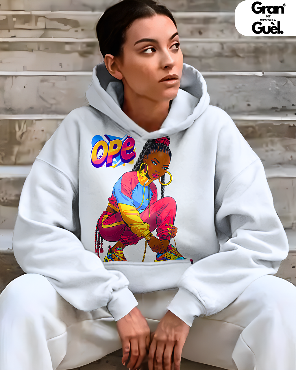 GG - 100%  La Réunion - Sweat à Capuche unisexe - Imprimé "OPÉ"
