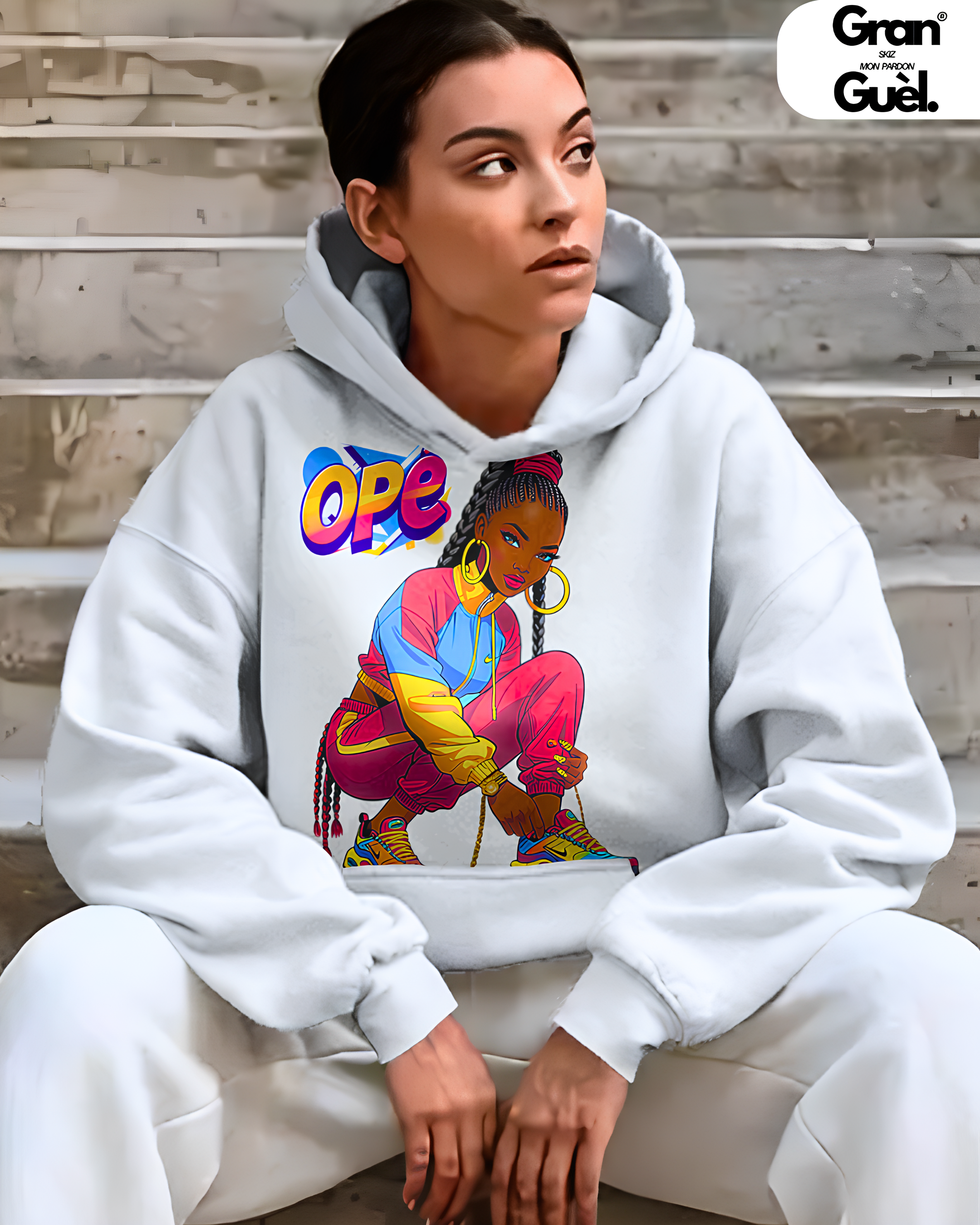 GG - 100%  La Réunion - Sweat à Capuche unisexe - Imprimé "OPÉ"