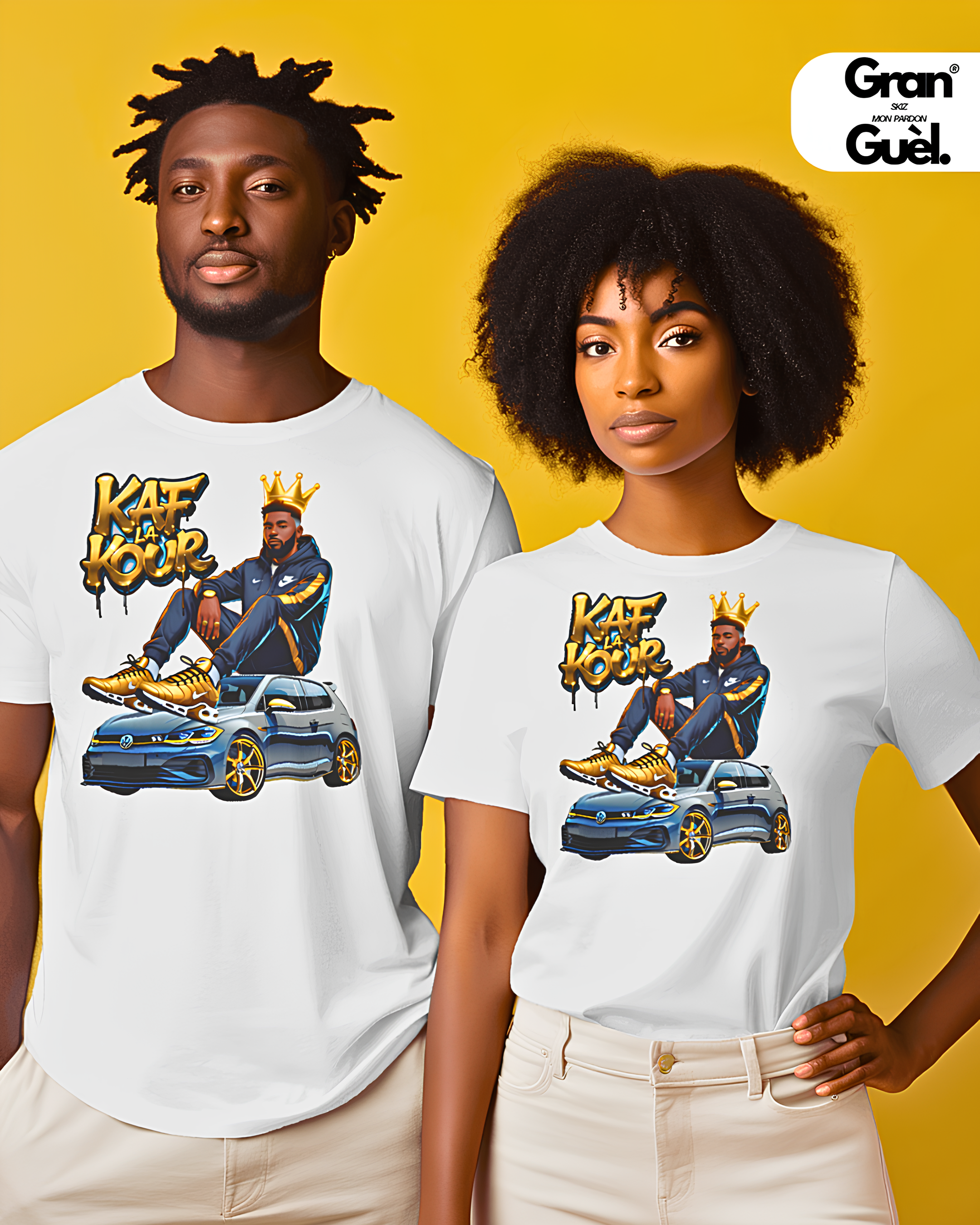 GG - 100%  La Réunion - T-Shirt unisexe - Imprimé "KAF LA KOUR"