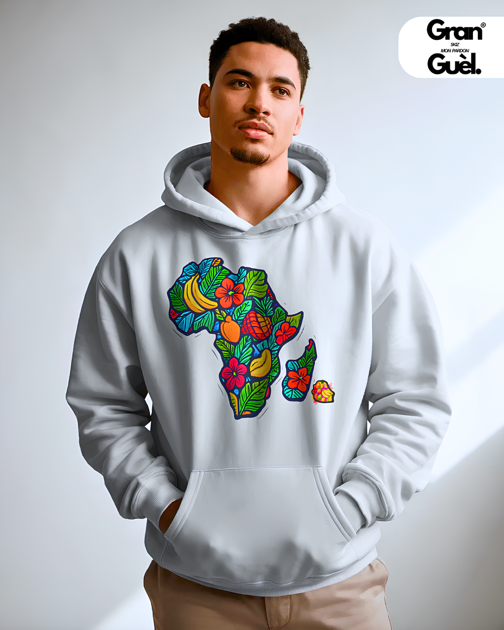 GG - 100%  La Réunion - Sweat à Capuche unisexe - Imprimé "MASACAREIGNES"