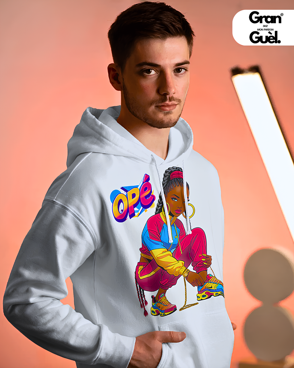 GG - 100%  La Réunion - Sweat à Capuche unisexe - Imprimé "OPÉ"