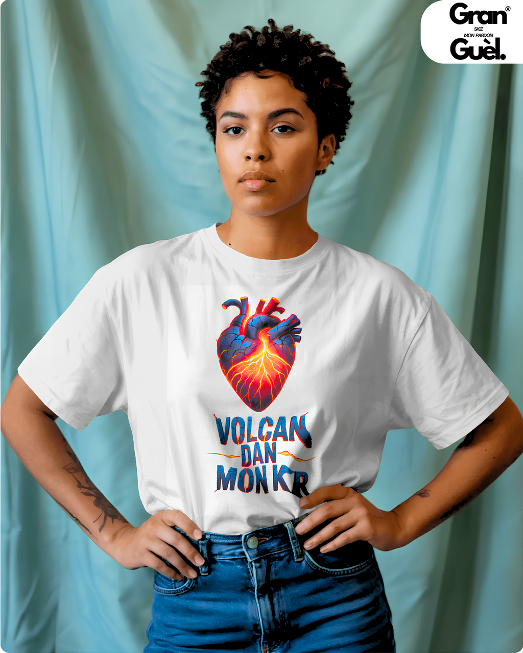 GG - 100%  La Réunion - T-Shirt unisexe - Imprimé "VOLCAN DAN MON KR"