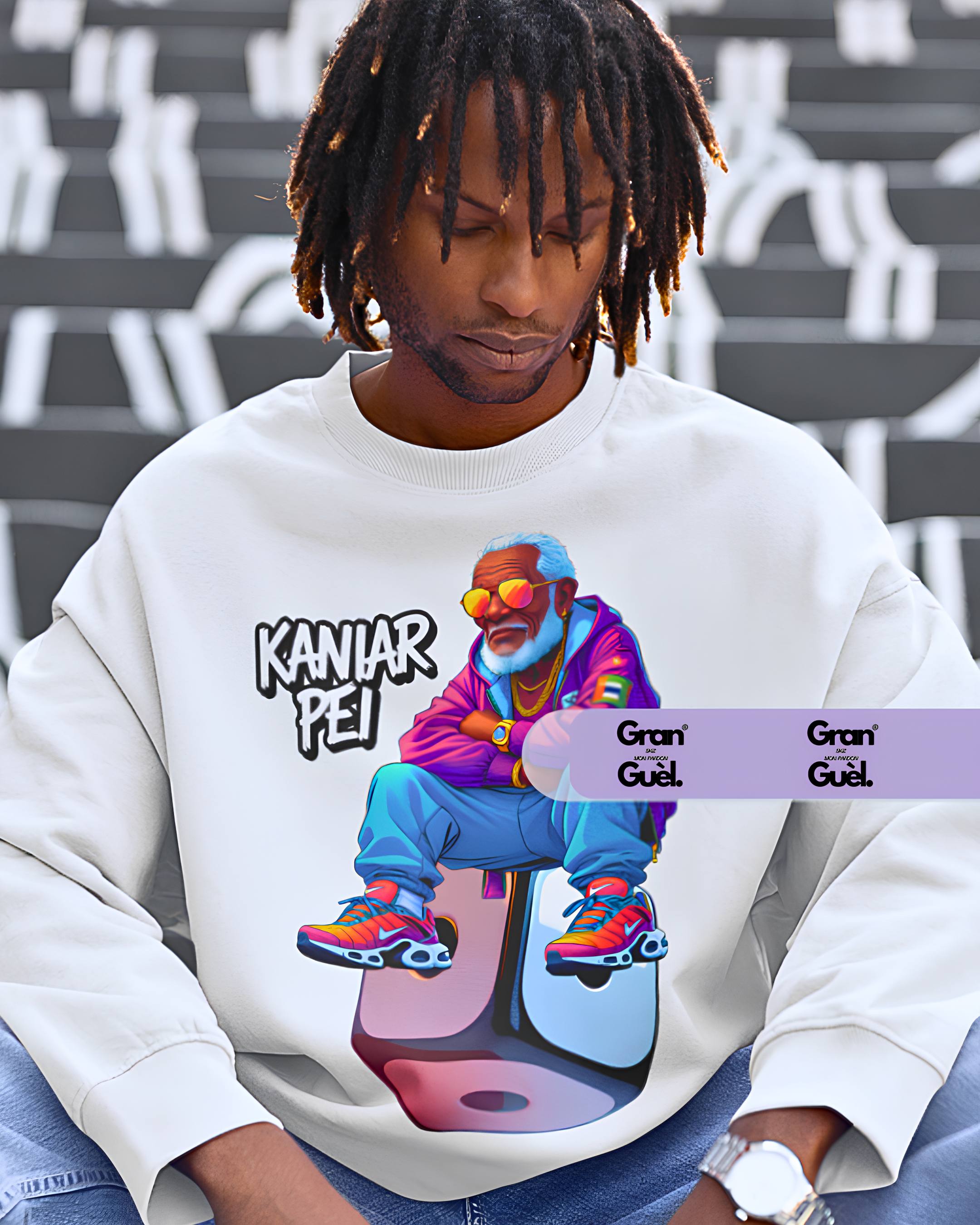 GG - 100%  La Réunion - Sweat unisexe - Imprimé "KANIAR PÉI"