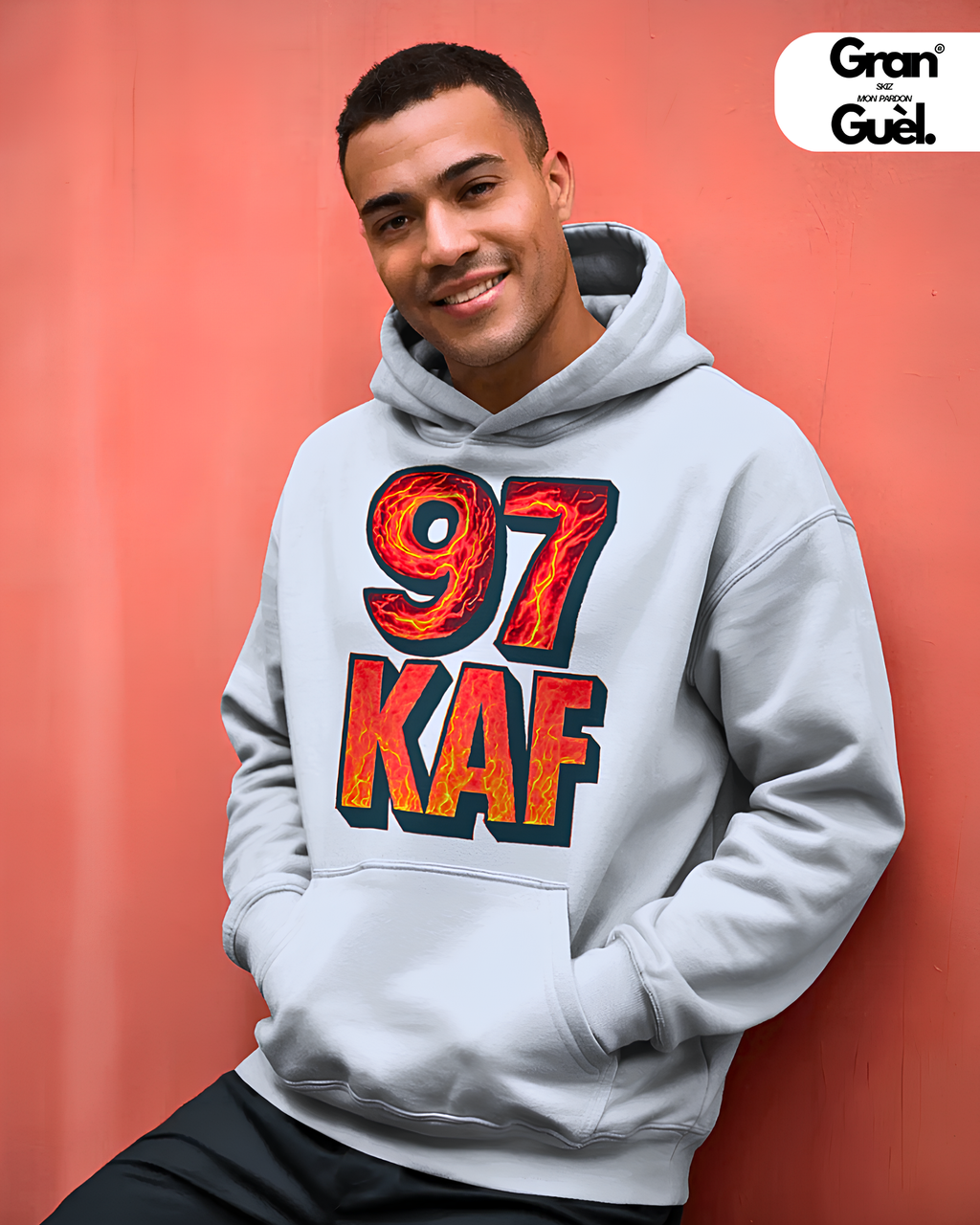 GG - 100%  La Réunion - Sweat à Capuche unisexe - Imprimé "97KAF (3)"