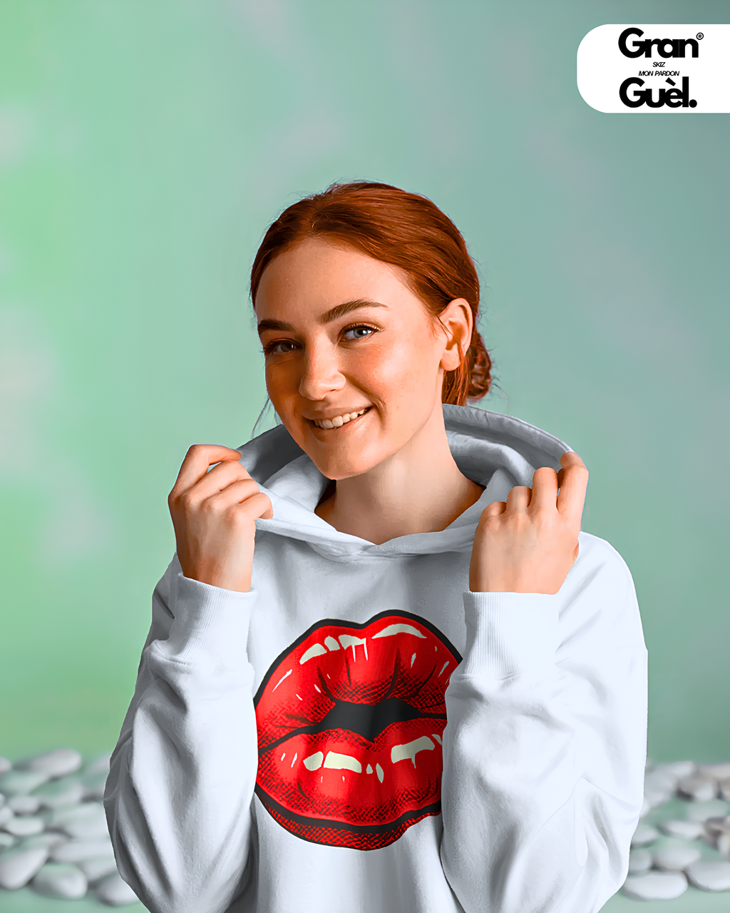 GG - 100%  La Réunion - Sweat à Capuché unisexe - Imprimé " GRO PIOUK "