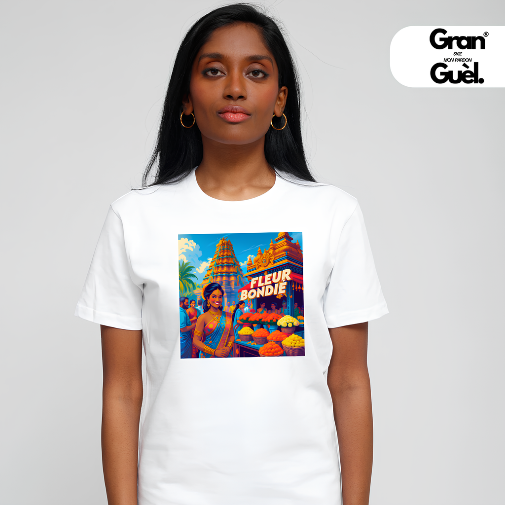 GG - 100% KRÉOL - T-Shirt unisexe - Imprimé "FLEUR BONDIÉ"