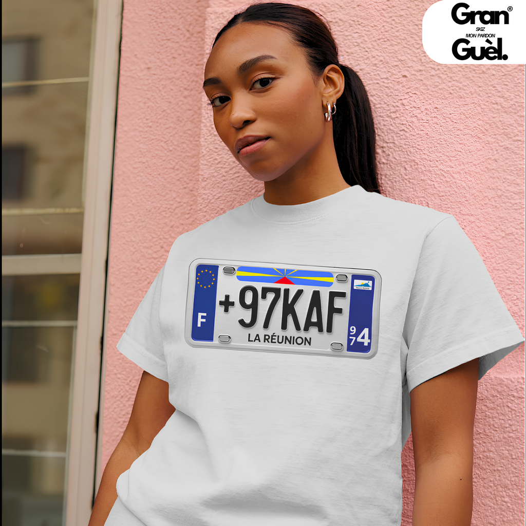 GG - 100%  La Réunion - T-Shirt unisexe - Imprimé "+97KAF"