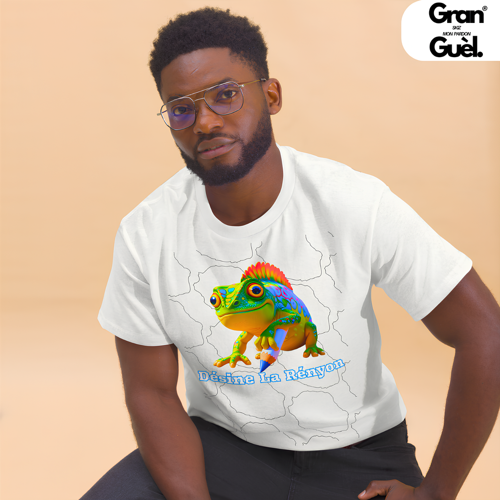 GG - 100%  La Réunion - T-Shirt unisexe - Imprimé "DÉSINE LA RÉNYON"