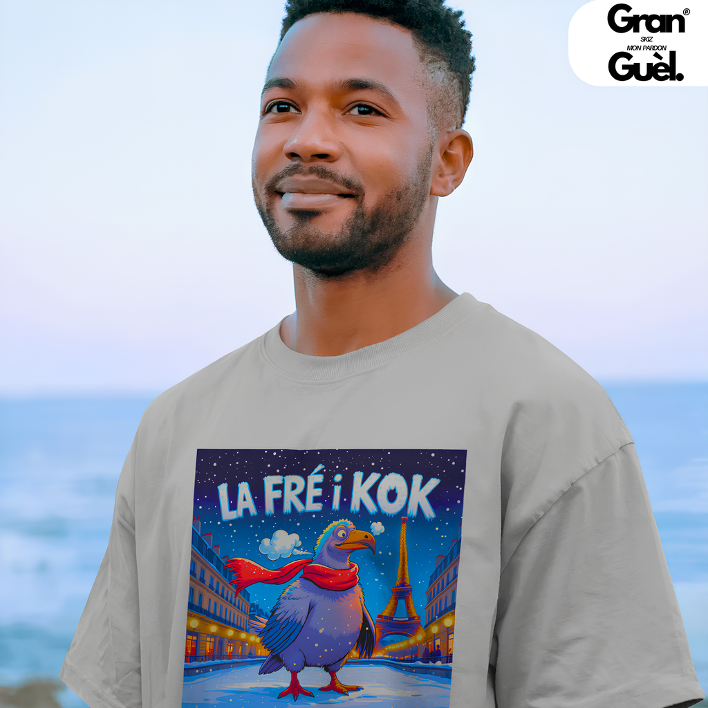 GG - 100% KRÉOL - T-Shirt unisexe - Imprimé "LA FRÉ I KOK"