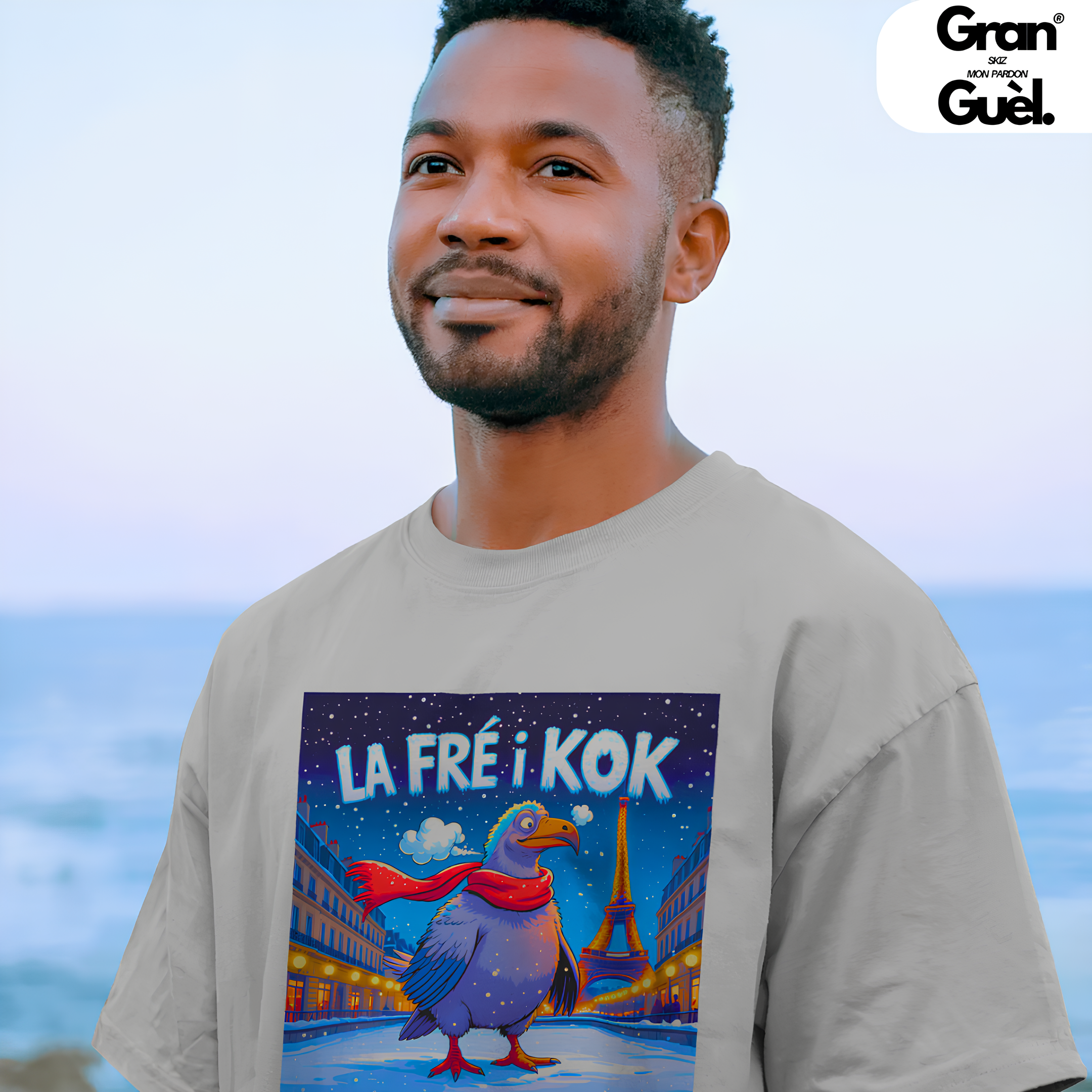 GG - 100% KRÉOL - T-Shirt unisexe - Imprimé "LA FRÉ I KOK"