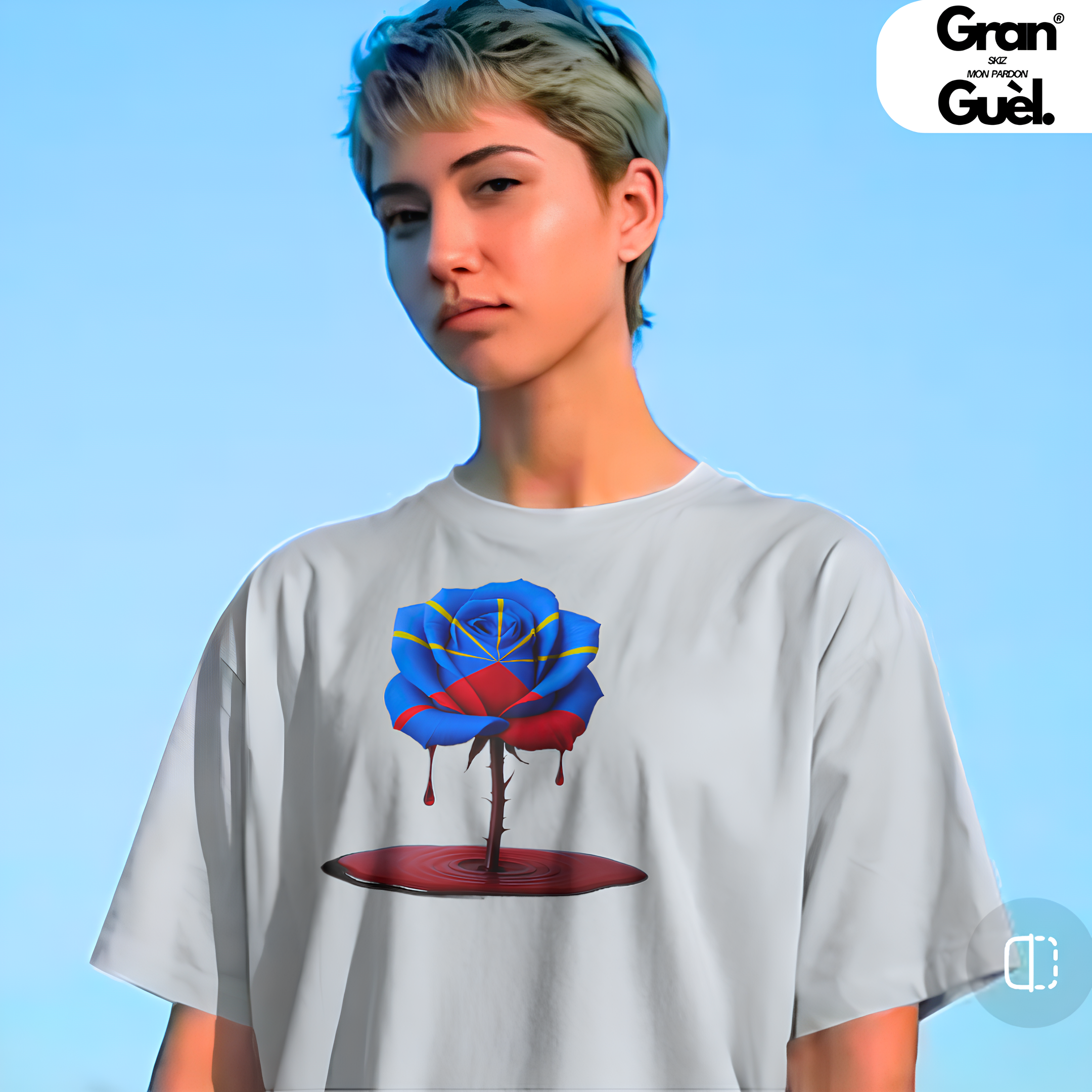 GG - 100%  La Réunion - T-Shirt unisexe - Imprimé "ROSE 974"