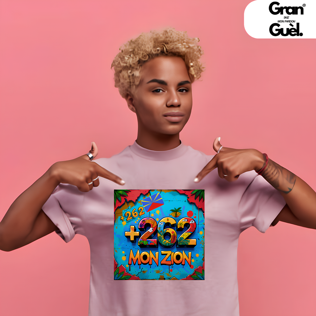 GG - 100% KRÉOL - T-Shirt unisexe - Imprimé "+262 MON ZION"