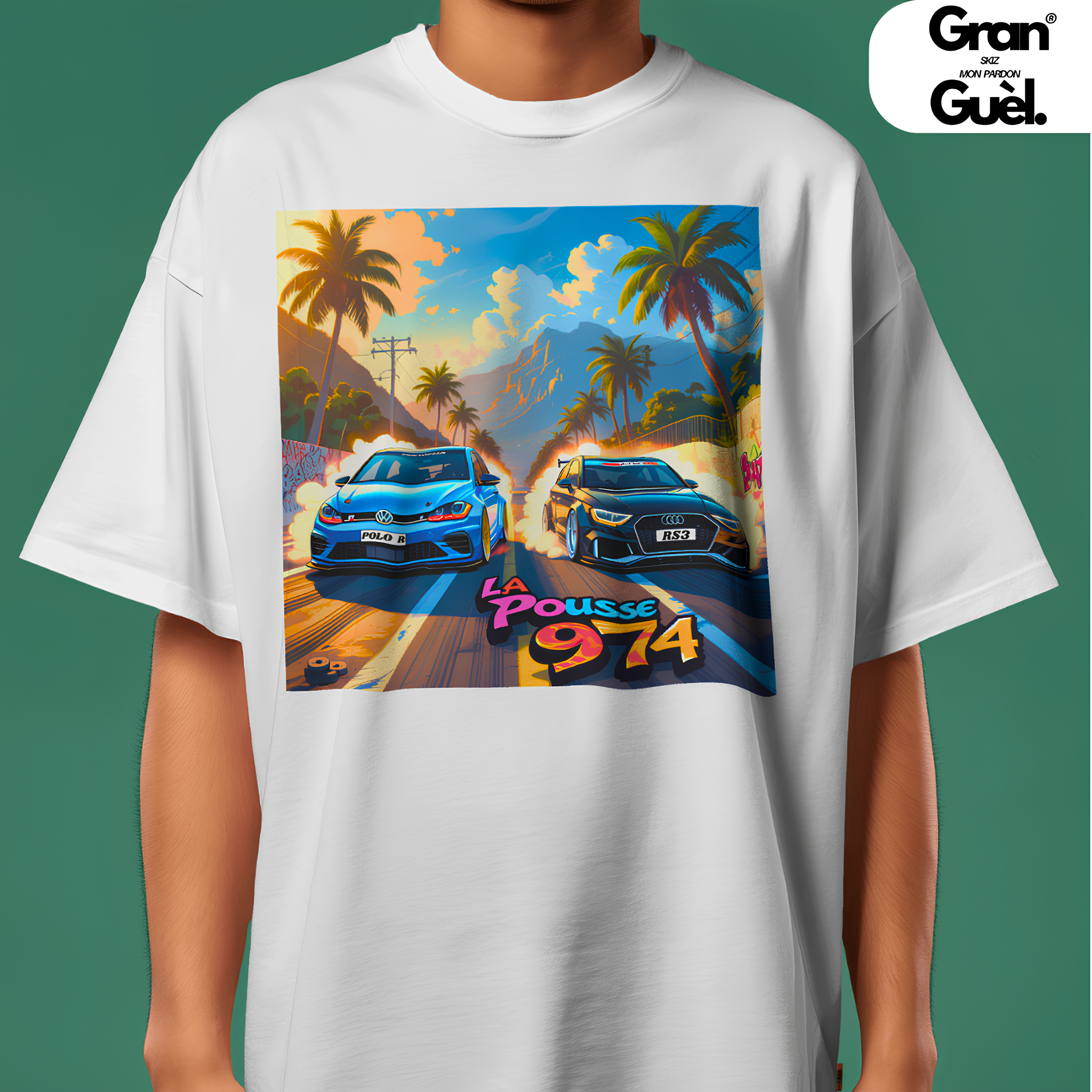 GG - 100% KRÉOL - T-Shirt unisexe - Imprimé "LA POUSSE 974"
