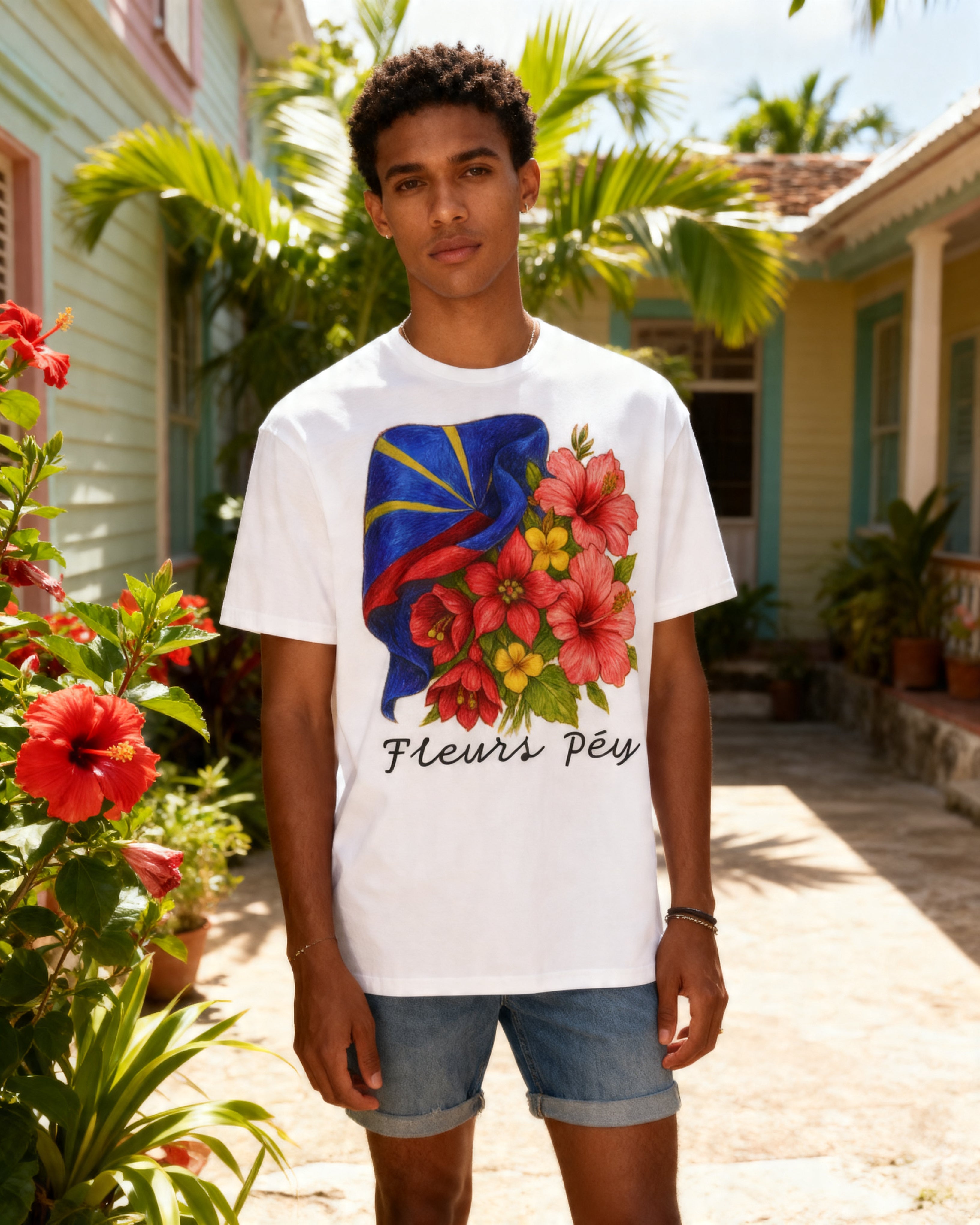 GRAN GUÈL - 100%  La Réunion - T-Shirt unisexe - "FLEURS PÉY"