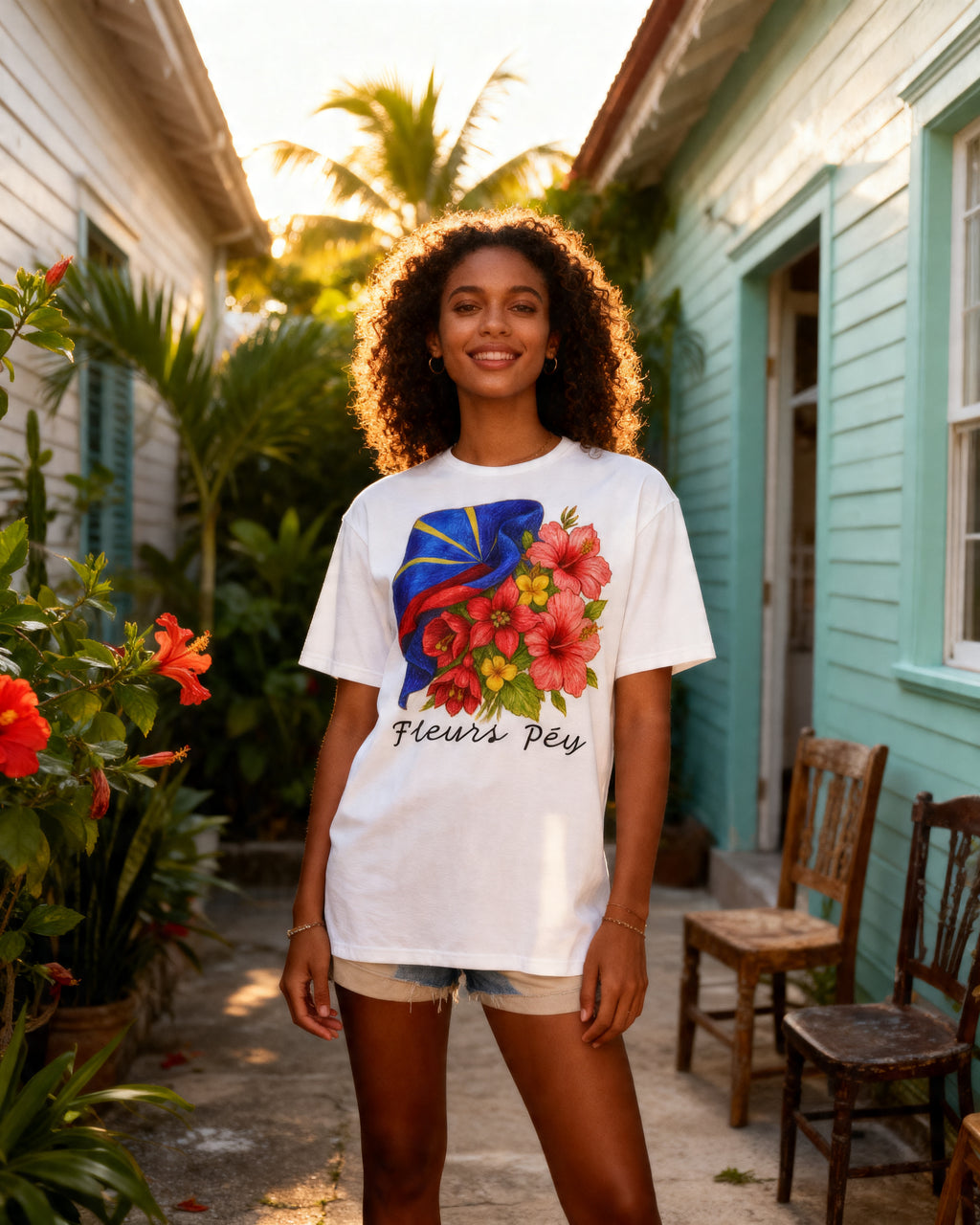 GRAN GUÈL - 100%  La Réunion - T-Shirt unisexe - "FLEURS PÉY"