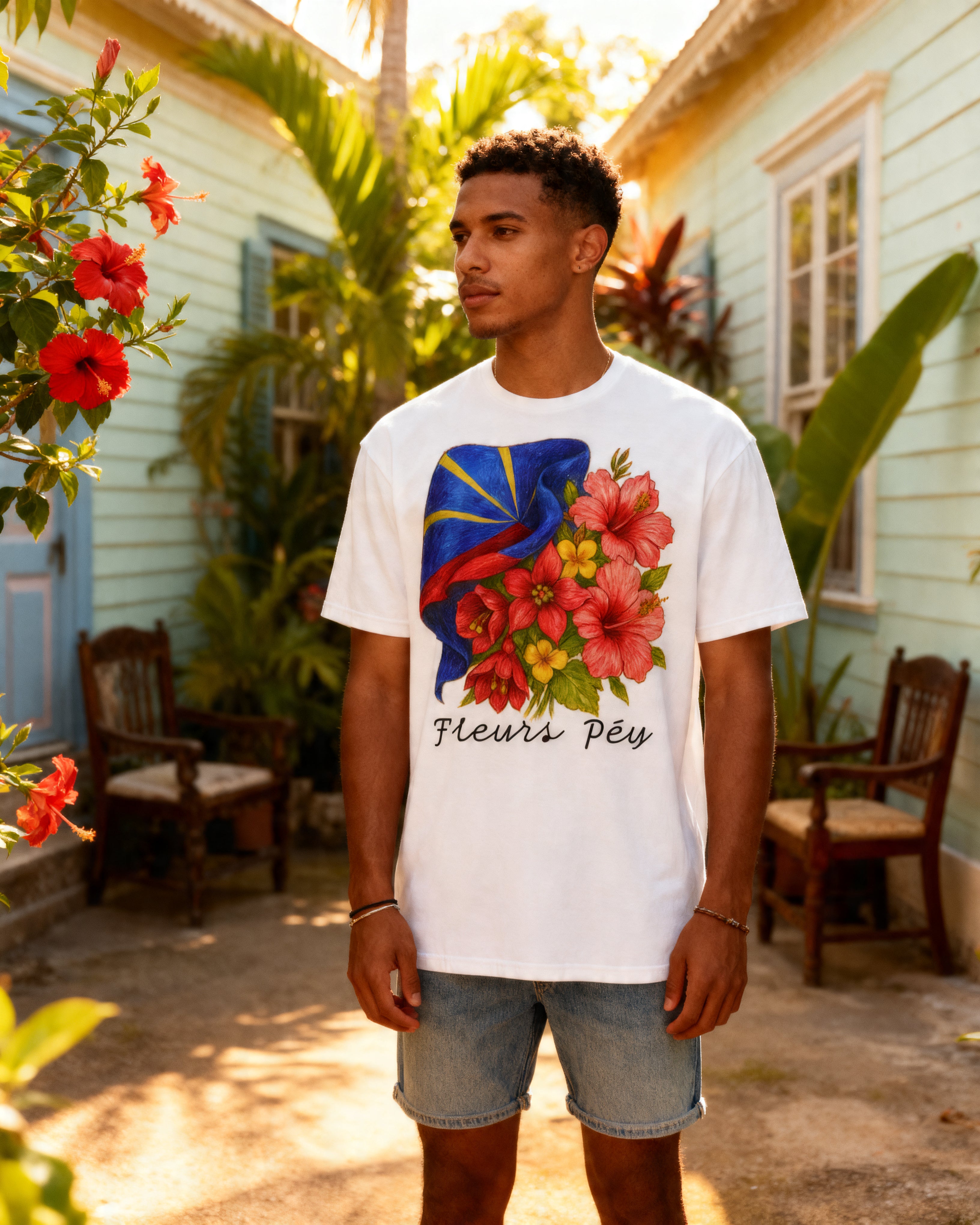 GRAN GUÈL - 100%  La Réunion - T-Shirt unisexe - "FLEURS PÉY"