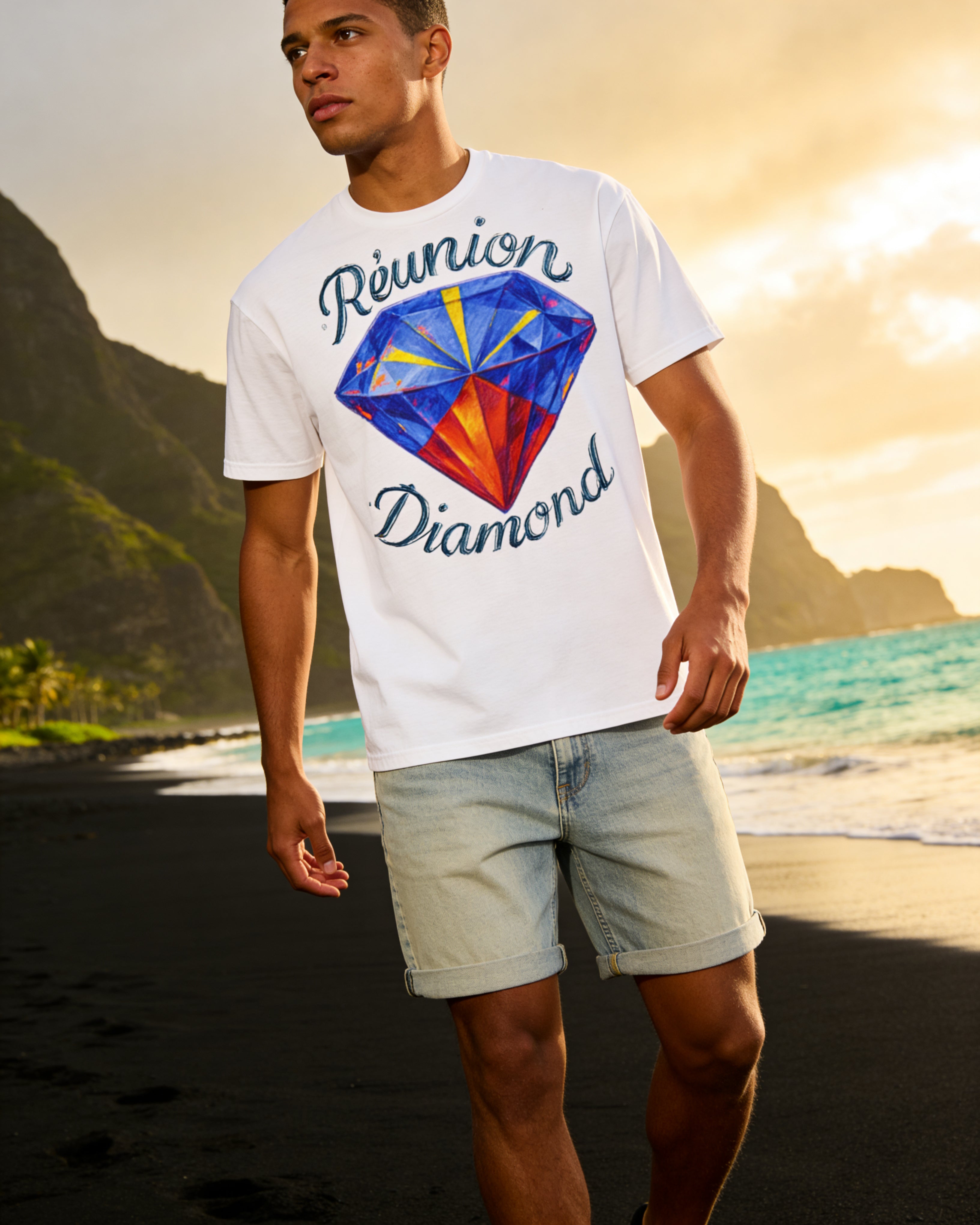 GRAN GUÈL - 100%  La Réunion - T-Shirt unisexe - "REUNION DIAMOND"