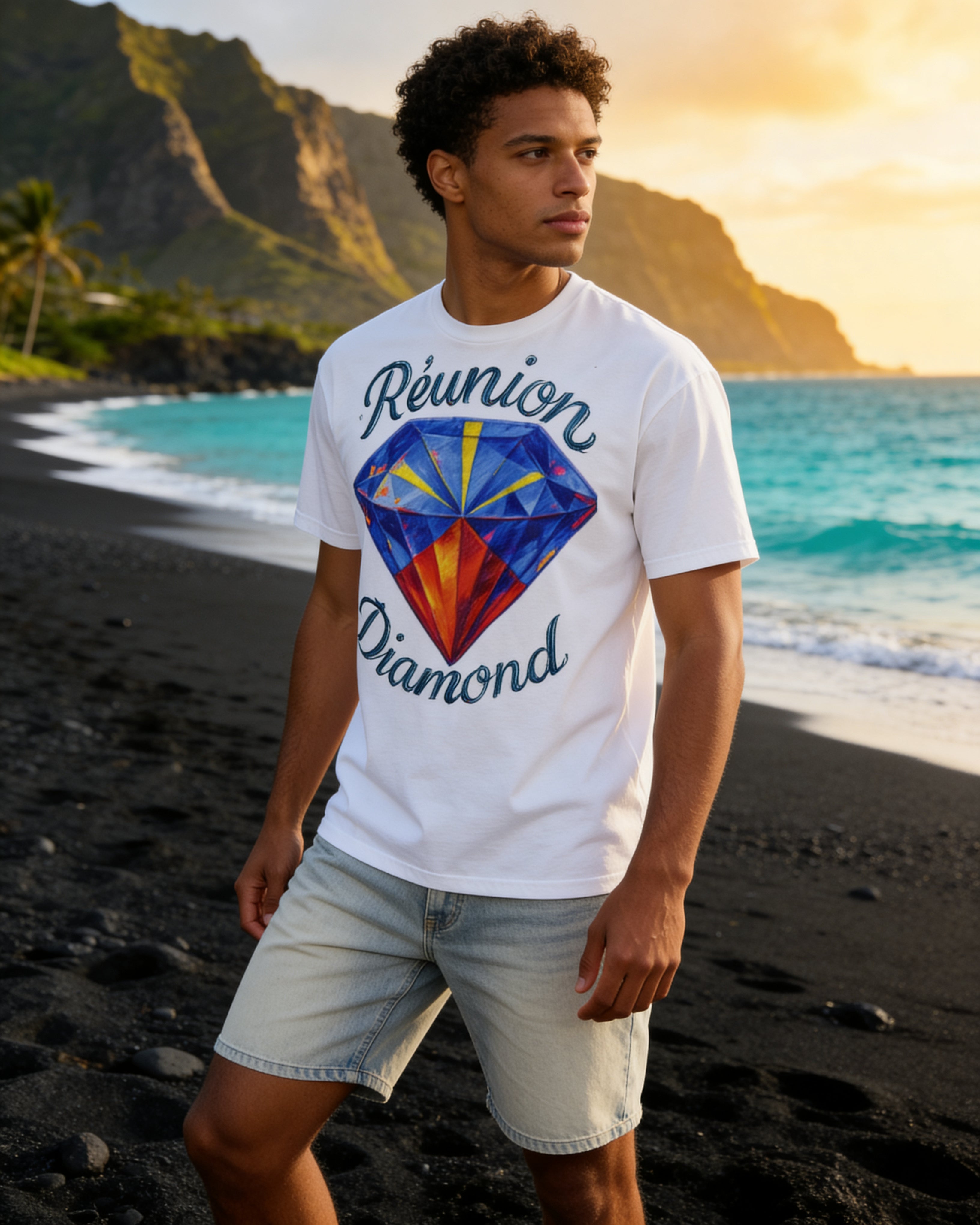 GRAN GUÈL - 100%  La Réunion - T-Shirt unisexe - "REUNION DIAMOND"