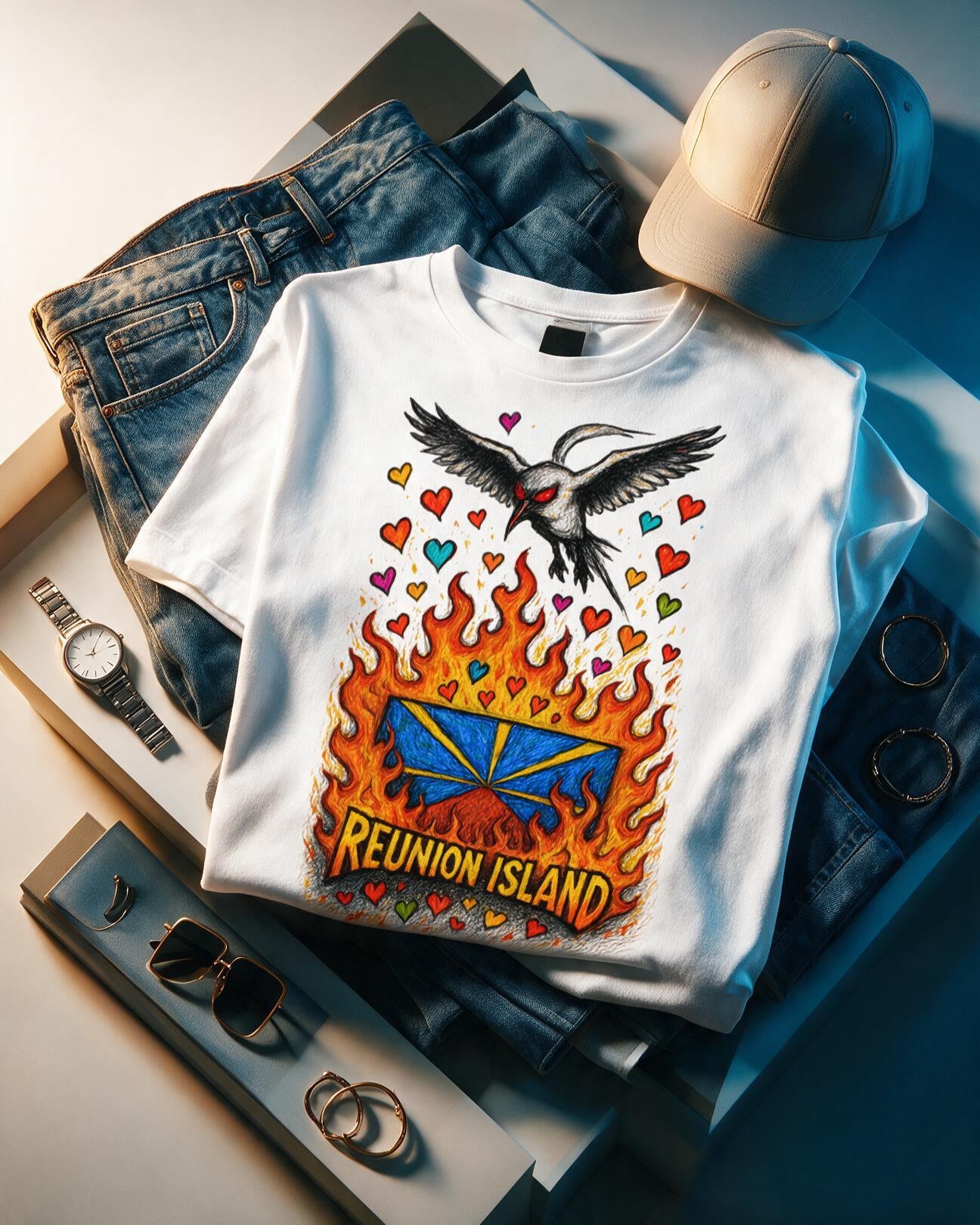 GRAN GUÈL - 100%  La Réunion - T-Shirt unisexe - "REUNION ISLAND FIRE"