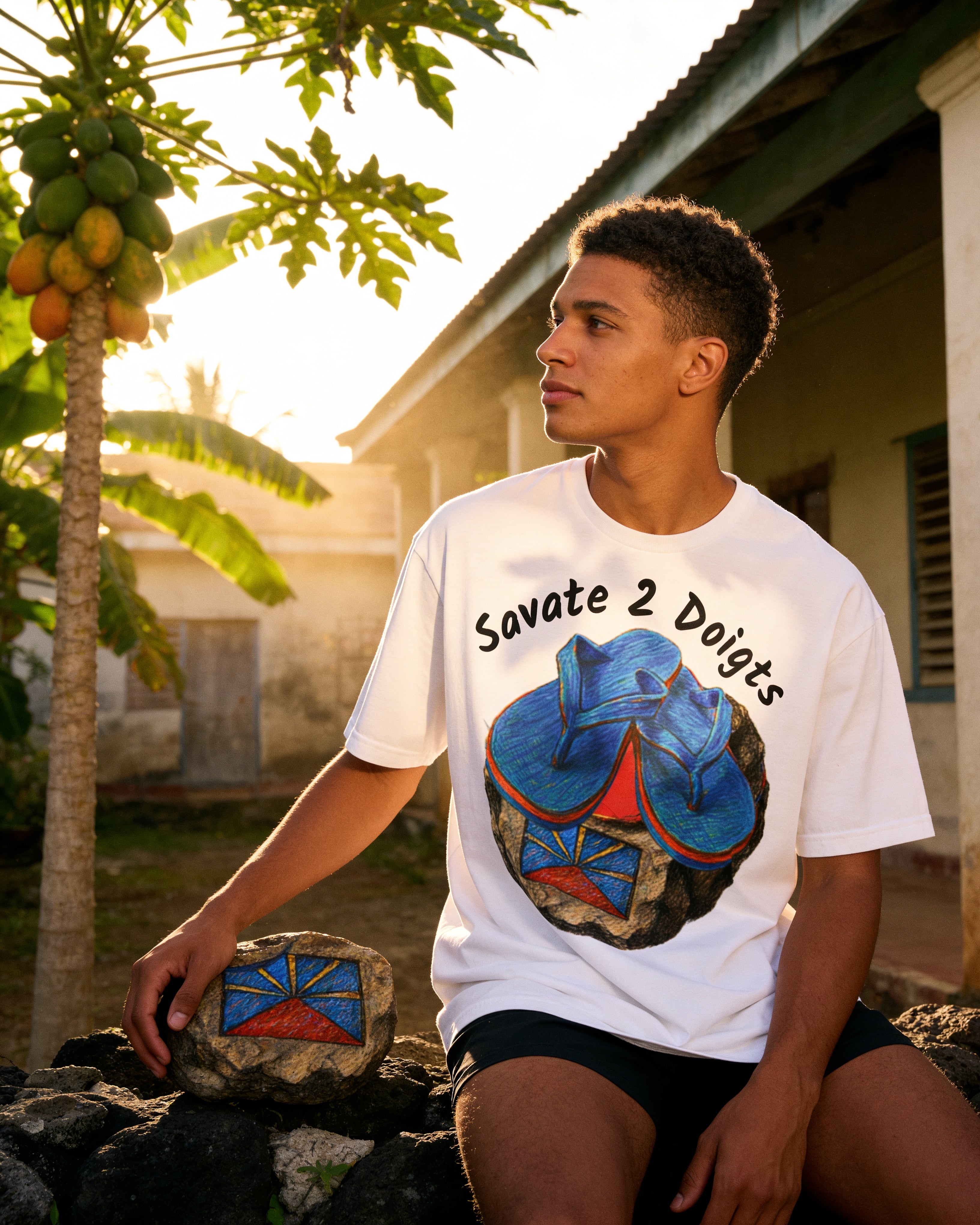 GRAN GUÈL - 100%  La Réunion - T-Shirt unisexe - "SAVATE 2 DOIGTS"