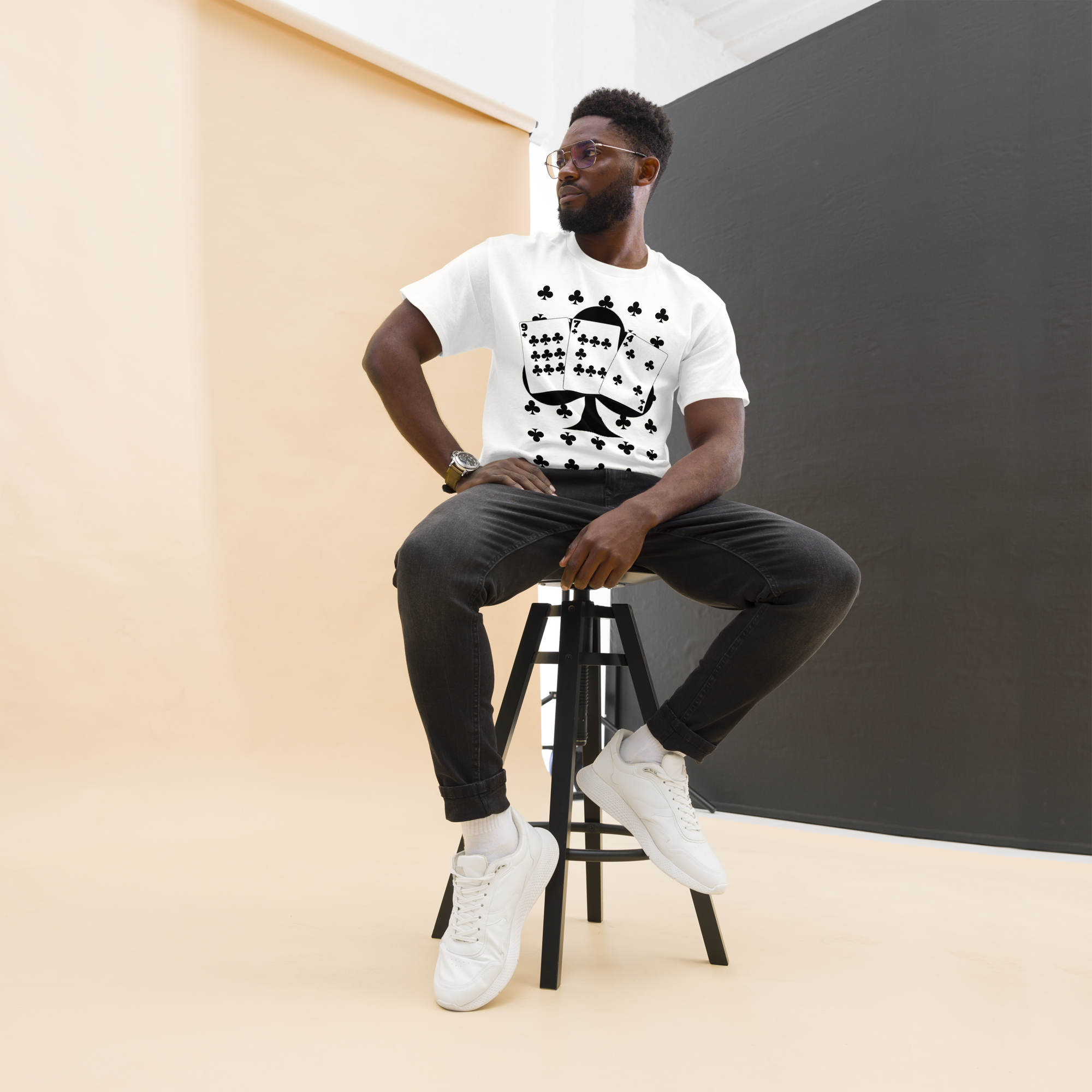 GG - 100%  La Réunion - T-Shirt unisexe - Imprimé "TRÈFLES CARTES"
